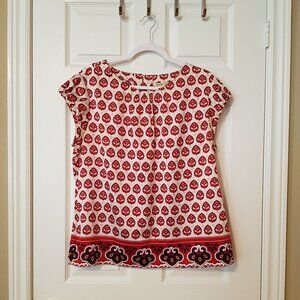 Banana Republic Women's Silky Top ~ Size L ~ Red and White ~ EUC ~